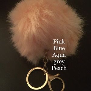 Pom Pom Gold Plated Keychain Lobster Clasp